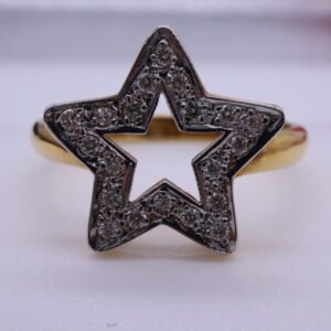 TD8349 "STAR" 18K Yellow Gold Ring with Diamonds