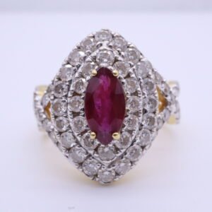 B2 "Mon Ruby" 18K Yellow Gold Ring with Ruby and Diamonds