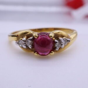 TD8249 18K Yellow Gold Ring with Ruby and Diamonds