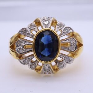 TD8287 "Noble Blue" 18K Yellow Gold Ring with Sapphire and Diamonds